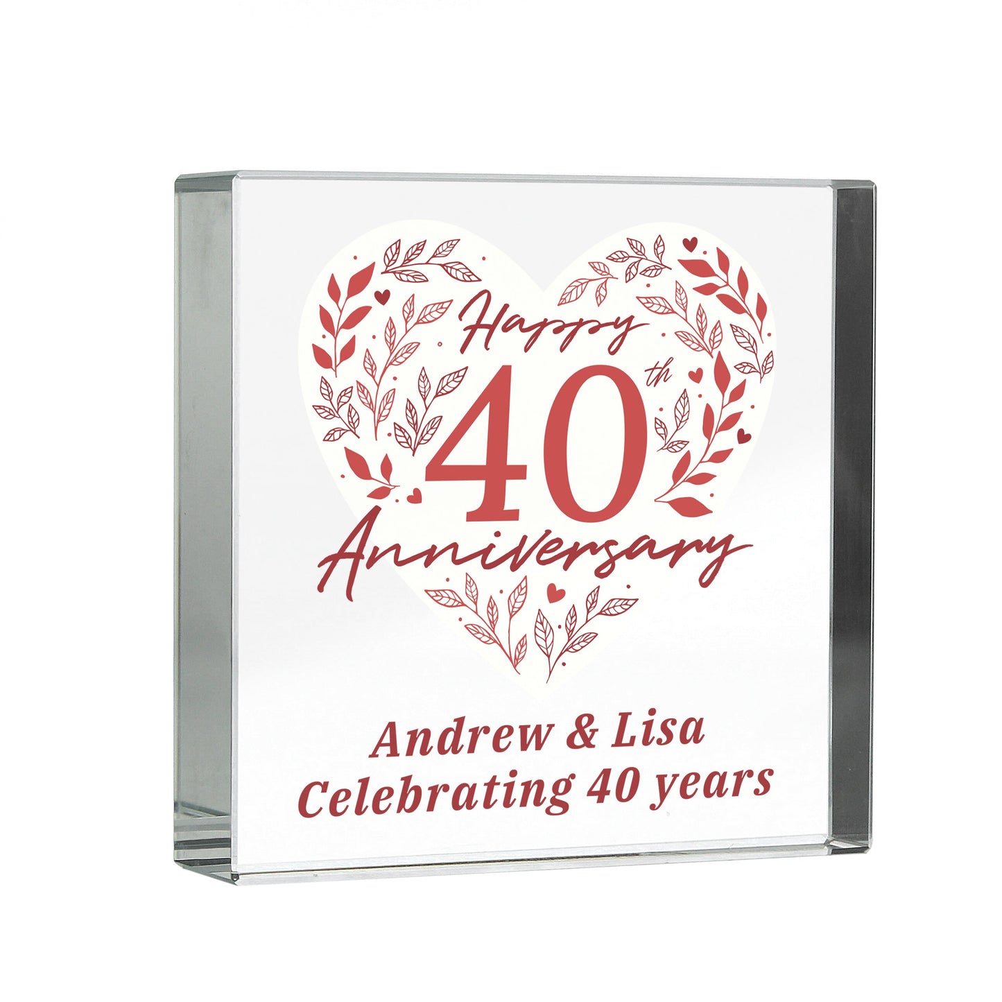 Personalised 40th Ruby Wedding Anniversary Crystal Token: 5 - Crystal Tokens By Gift Moments