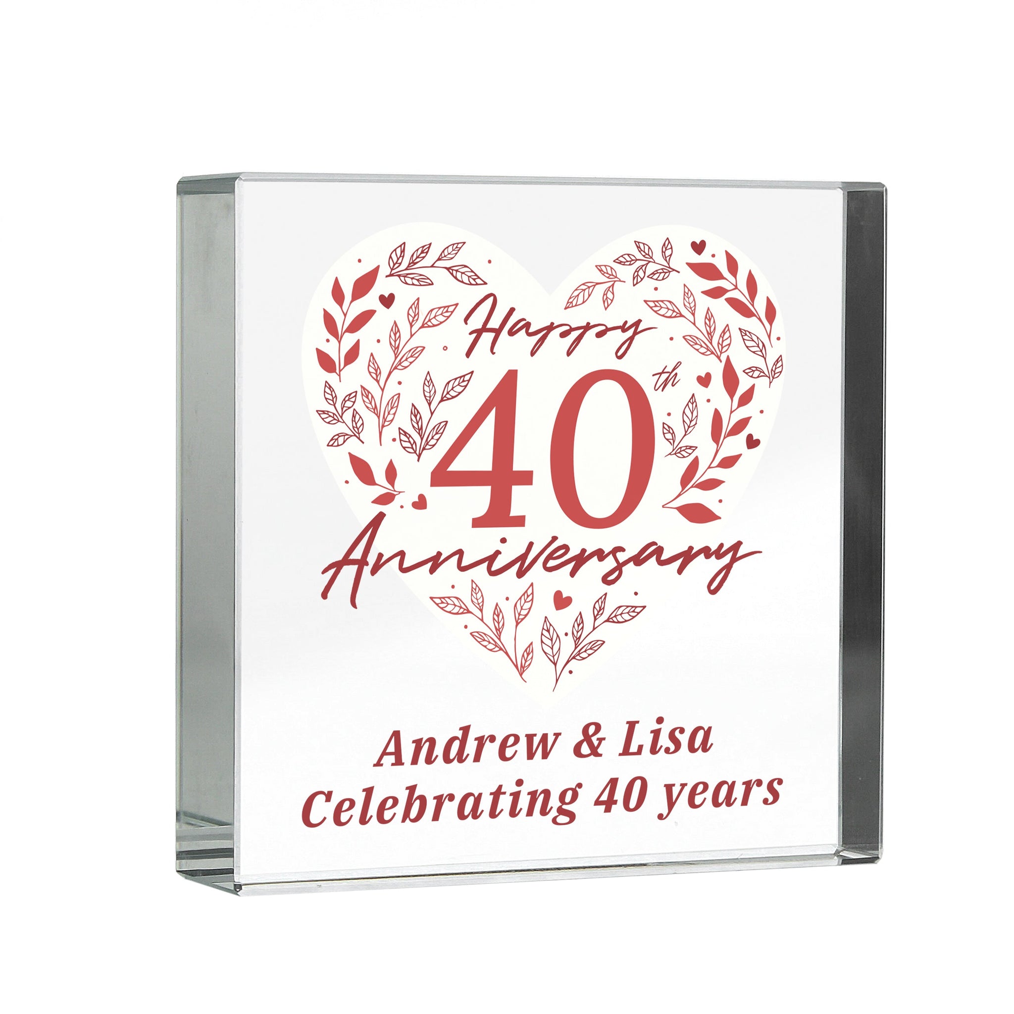 Personalised 40th Ruby Wedding Anniversary Crystal Token: 5 - Crystal Tokens By Gift Moments