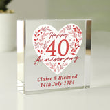 Personalised 40th Ruby Wedding Anniversary Crystal Token: 2 - Crystal Tokens By Gift Moments