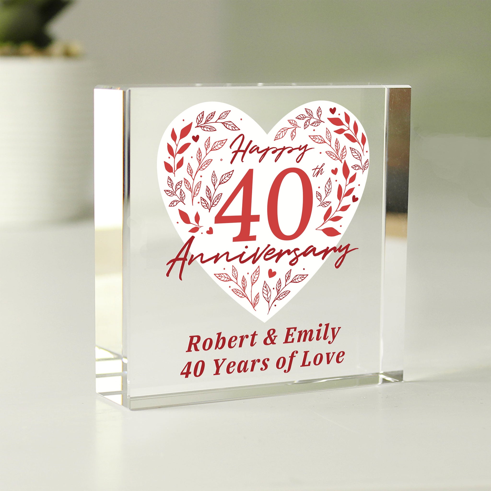 Personalised 40th Ruby Wedding Anniversary Crystal Token: 1 - Crystal Tokens By Gift Moments