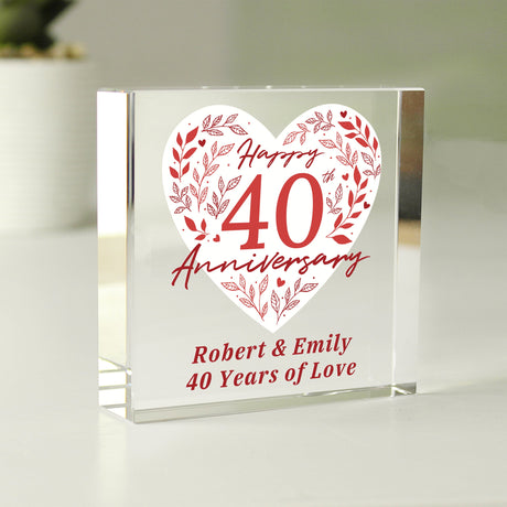 Personalised 40th Ruby Wedding Anniversary Crystal Token: 1 - Crystal Tokens By Gift Moments