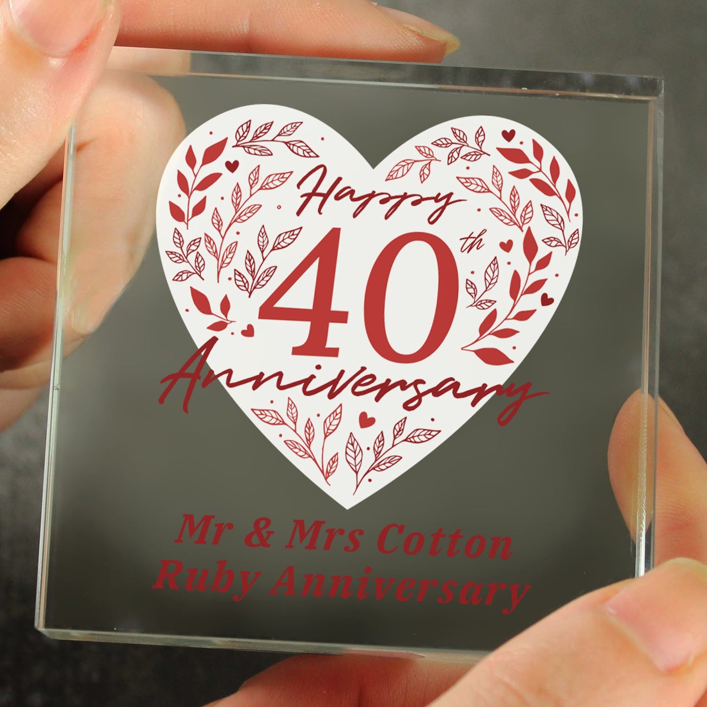 Personalised 40th Ruby Wedding Anniversary Crystal Token: 3 - Crystal Tokens By Gift Moments