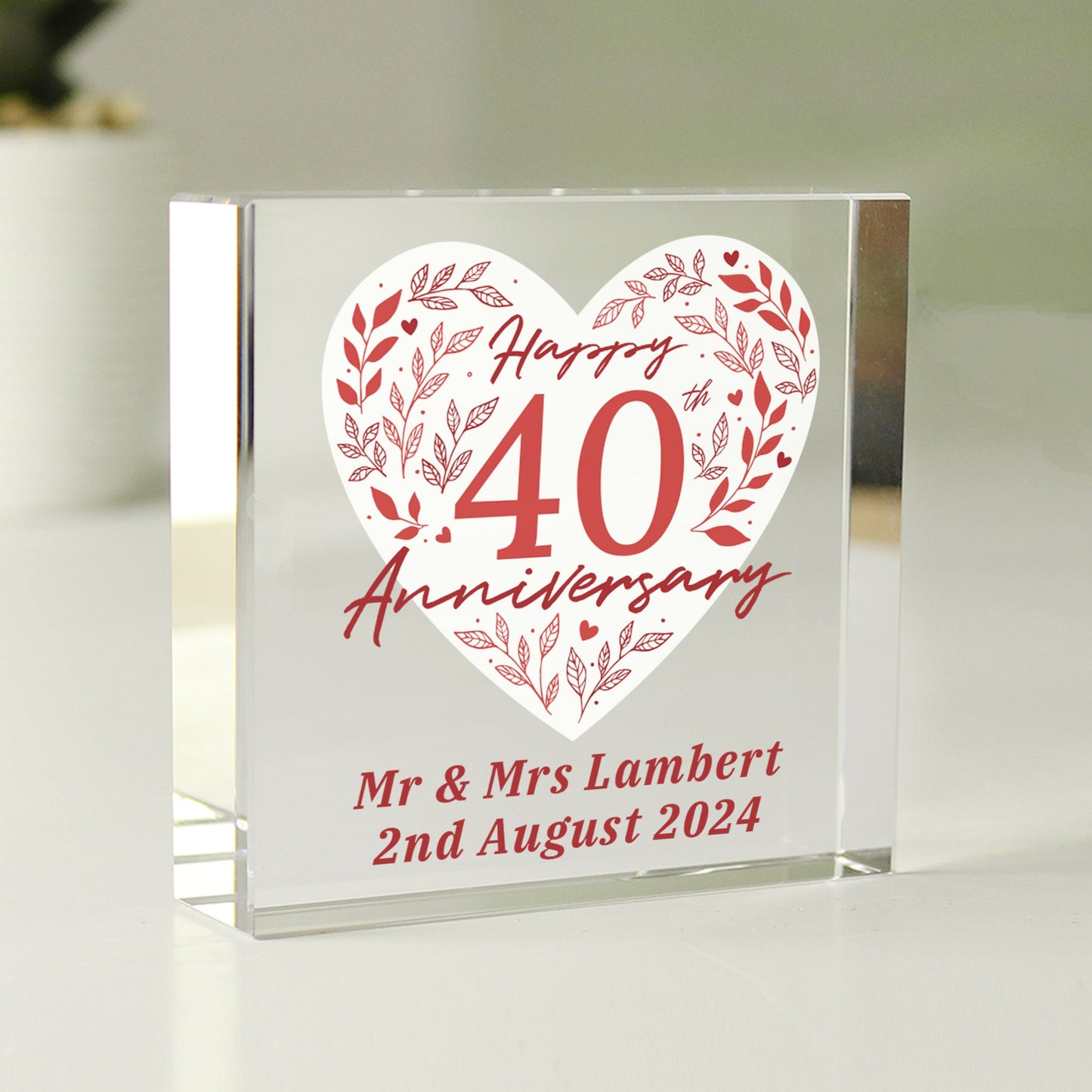 Personalised 40th Ruby Wedding Anniversary Crystal Token: 4 - Crystal Tokens By Gift Moments