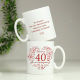 Personalised 40th Ruby Wedding Anniversary Mug: 4 Mugs By Gift Moments