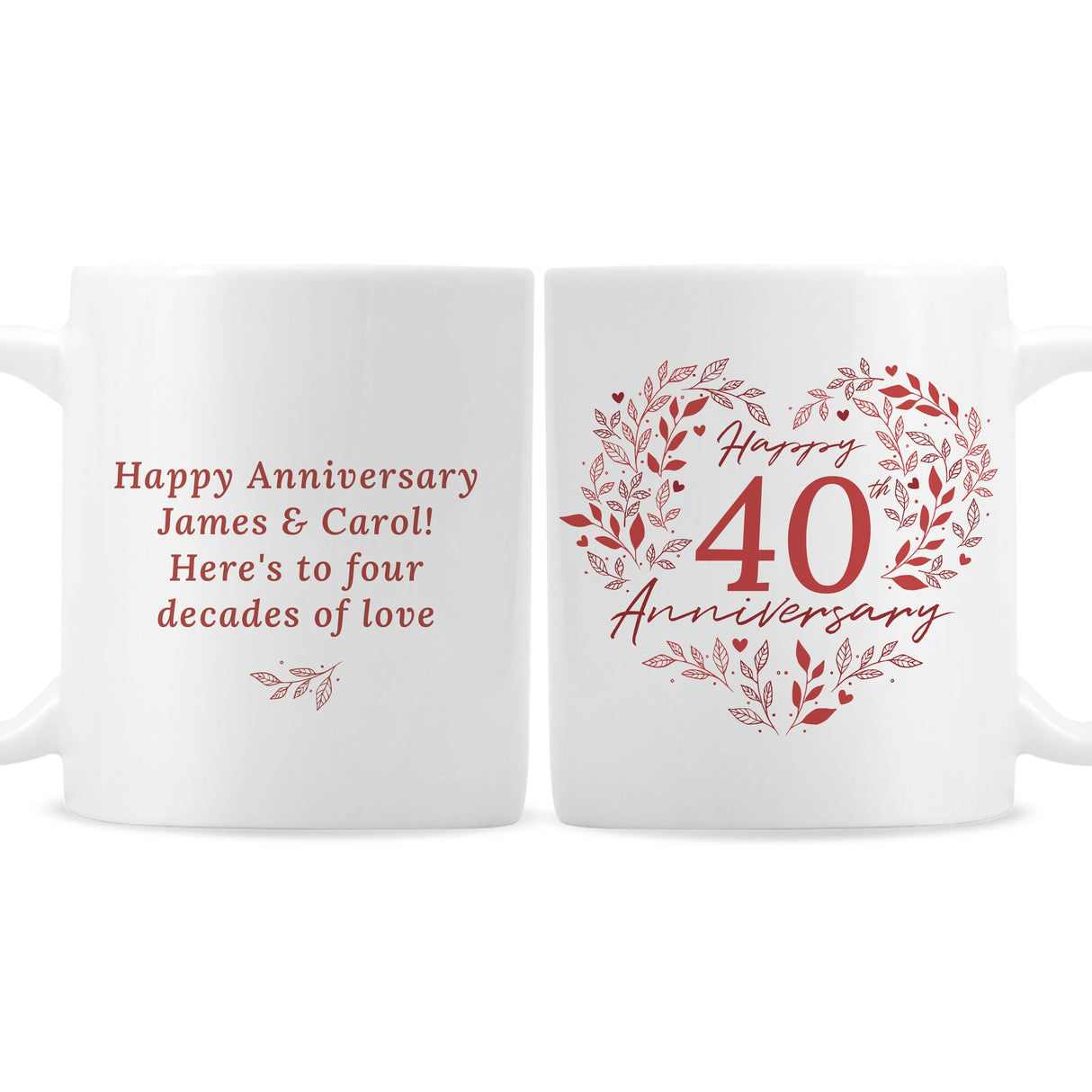 Personalised 40th Ruby Wedding Anniversary Mug: 5 Mugs By Gift Moments