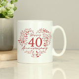 Personalised 40th Ruby Wedding Anniversary Mug: 2 Mugs By Gift Moments