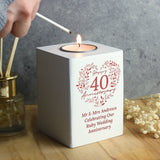 Personalised 40th Ruby Wedding Anniversary Tea Light Holder: 2 - Candle Holders By Gift Moments