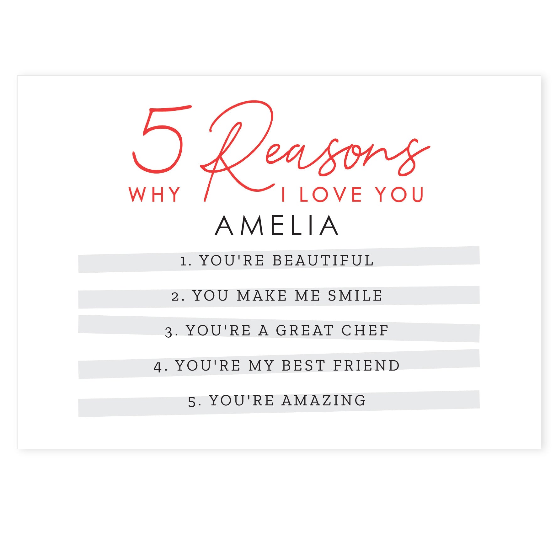 Personalised 5 Reasons Why Card: 2 - Greeting Cards By Gift Moments