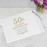 Personalised 50th Golden Anniversary Hardback Guest Book & Pen: 1 - Guest Books By Gift Moments