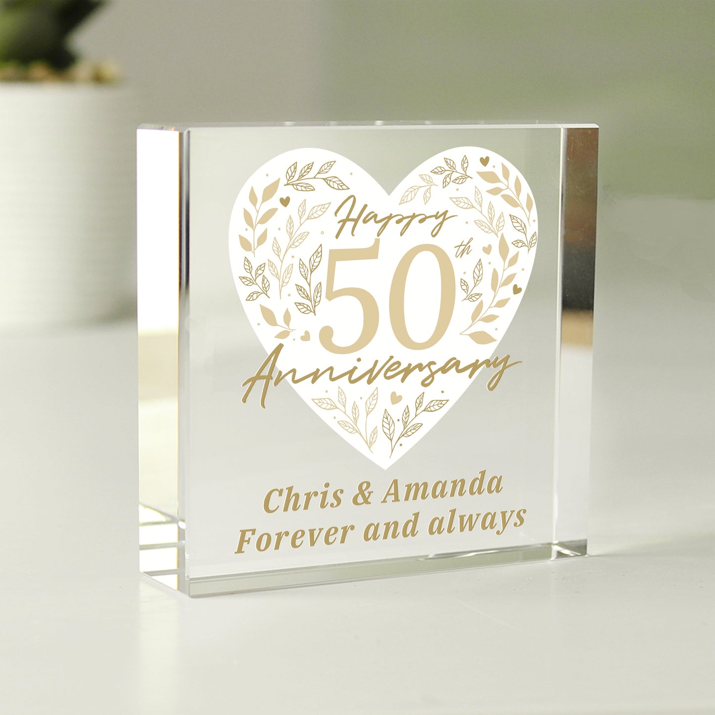 Personalised 50th Golden Wedding Anniversary Crystal Token: 1 - Crystal Tokens By Gift Moments