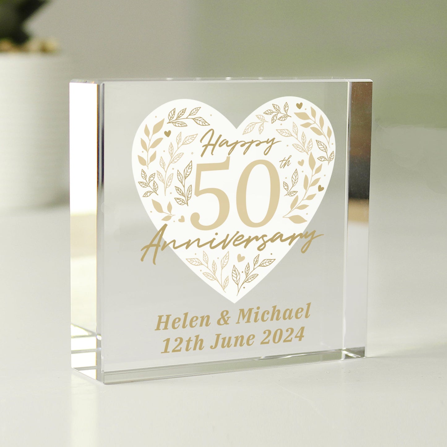 Personalised 50th Golden Wedding Anniversary Crystal Token: 2 - Crystal Tokens By Gift Moments