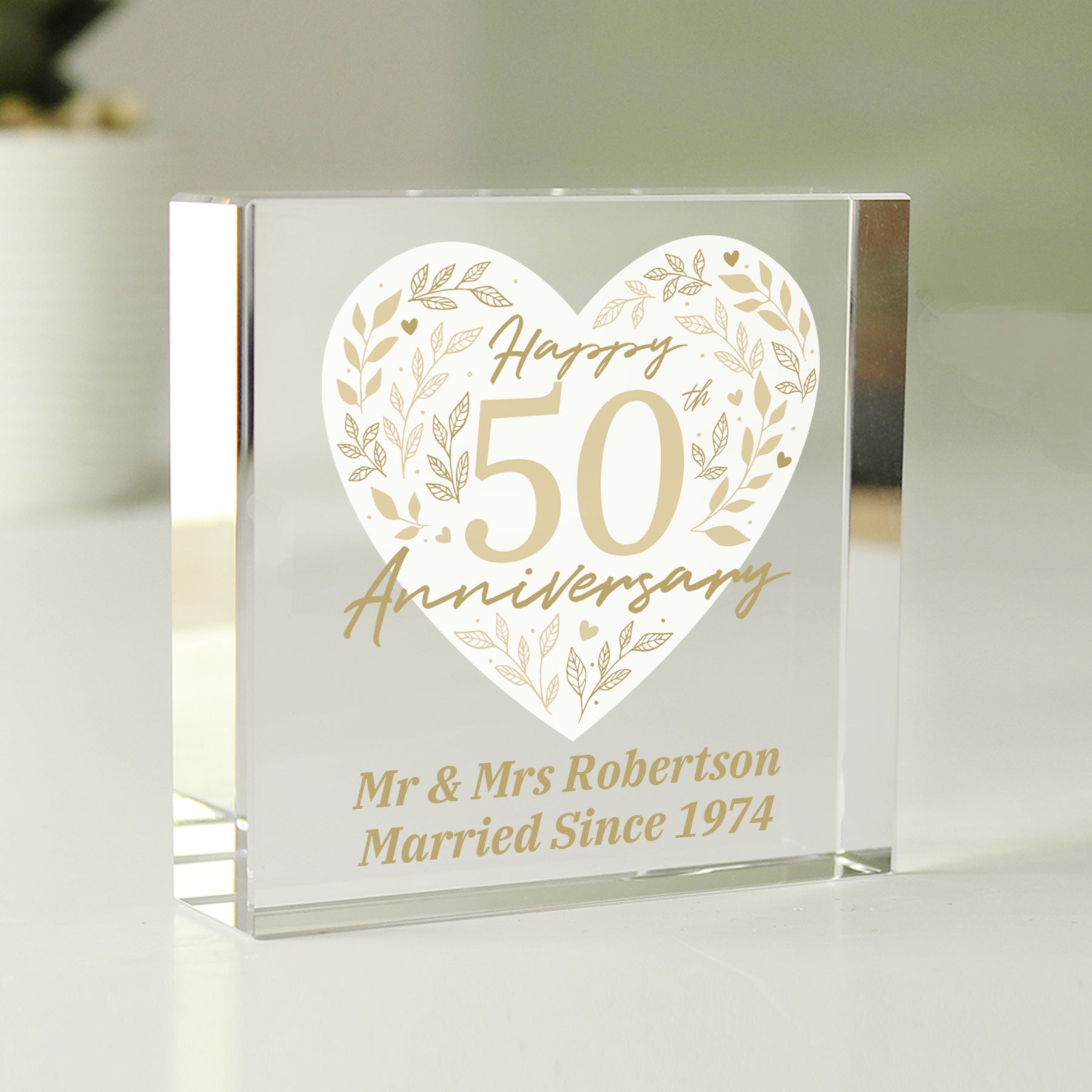 Personalised 50th Golden Wedding Anniversary Crystal Token: 4 - Crystal Tokens By Gift Moments