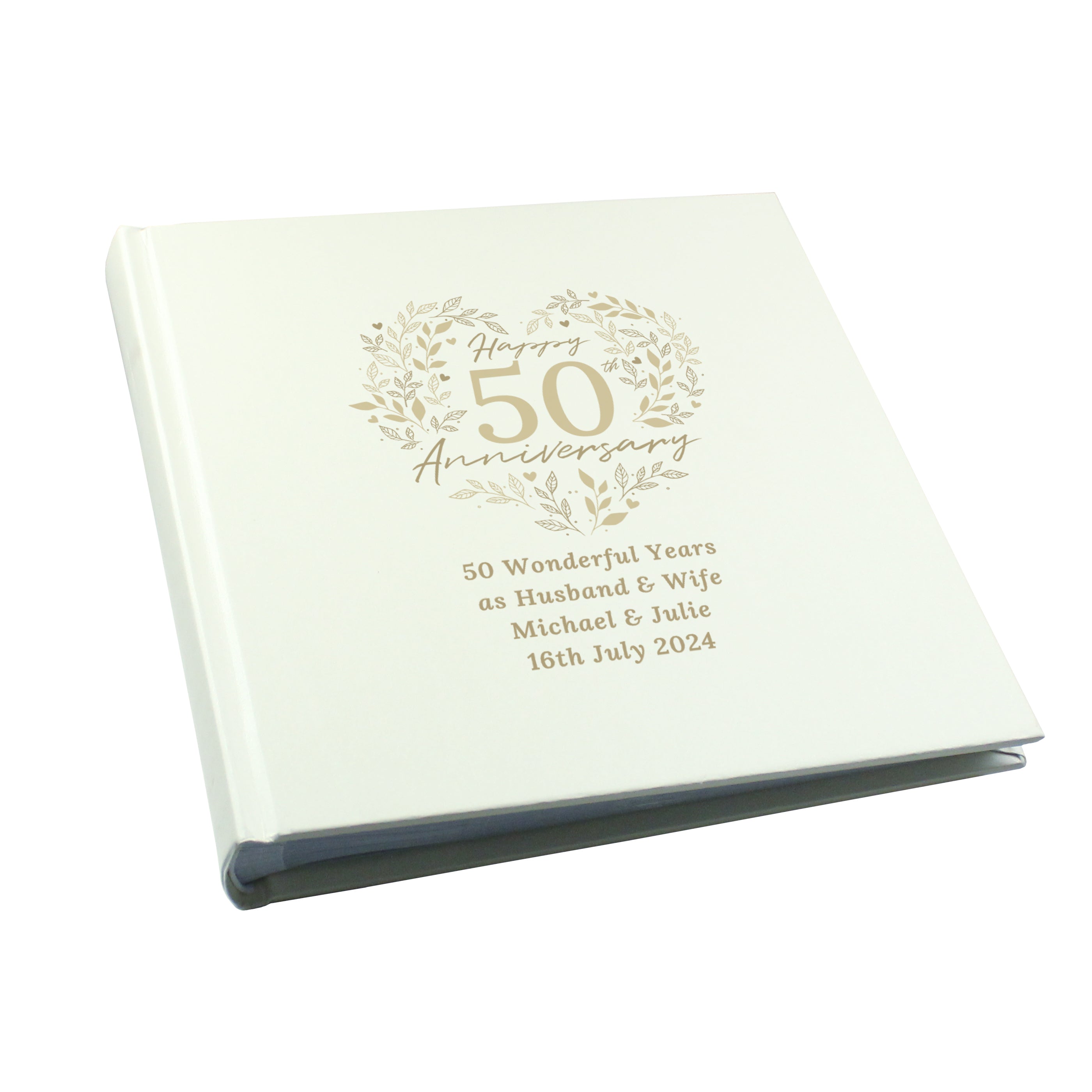 Personalised 50th Golden Wedding Anniversary photograph album 6x4 4x6 pictures - Shop Photo Albums At Gift Moments - 5
