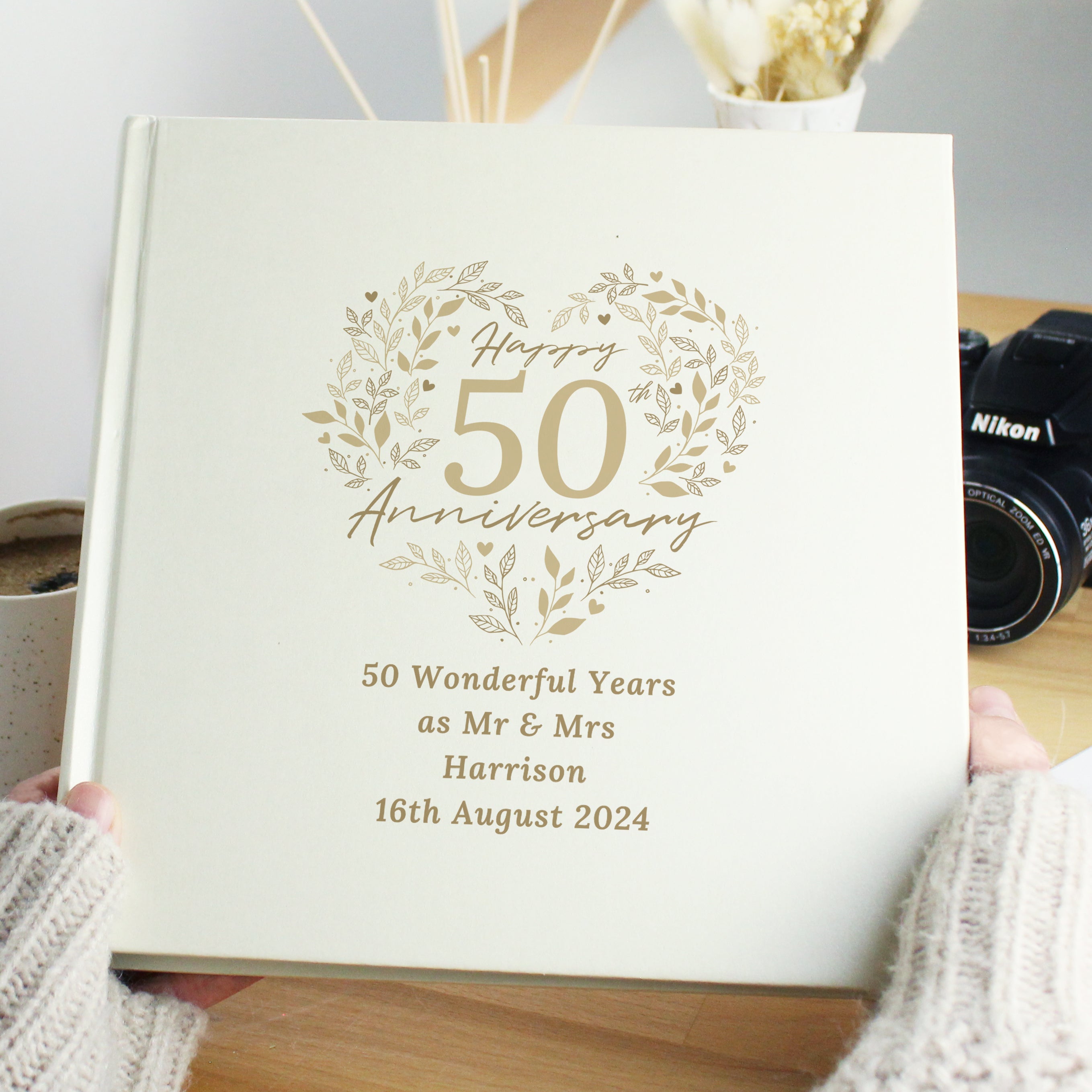 Personalised 50th Golden Wedding Anniversary photograph album 6x4 4x6 pictures - Shop Photo Albums At Gift Moments - 2