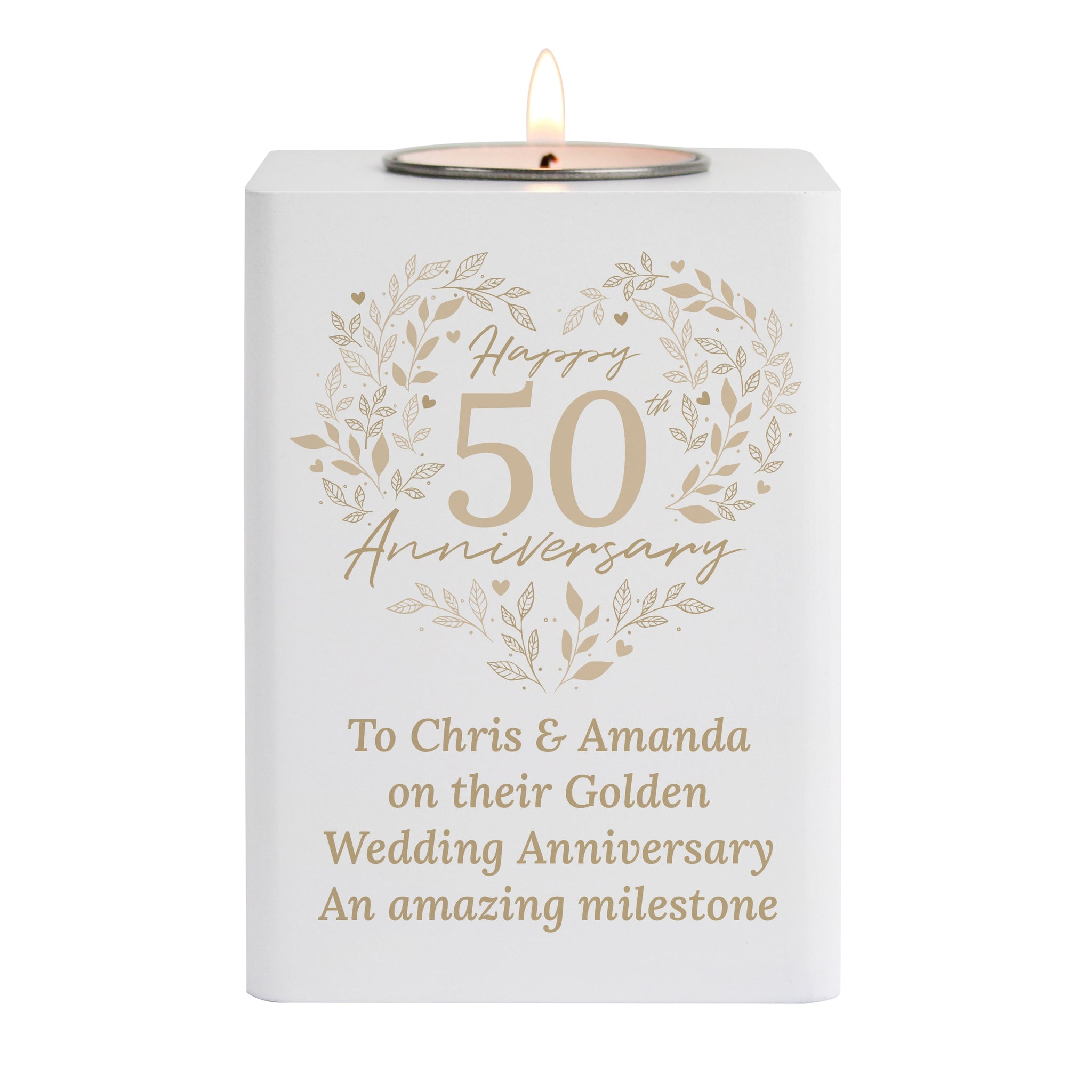 Personalised 50th Golden Wedding Anniversary Tea Light Holder: 5 - Candle Holders By Gift Moments