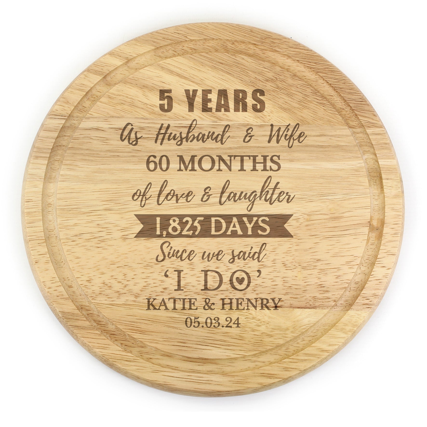 Personalised 5th Anniversary Heart Chopping Board: 3 - Chopping Boards By Gift Moments