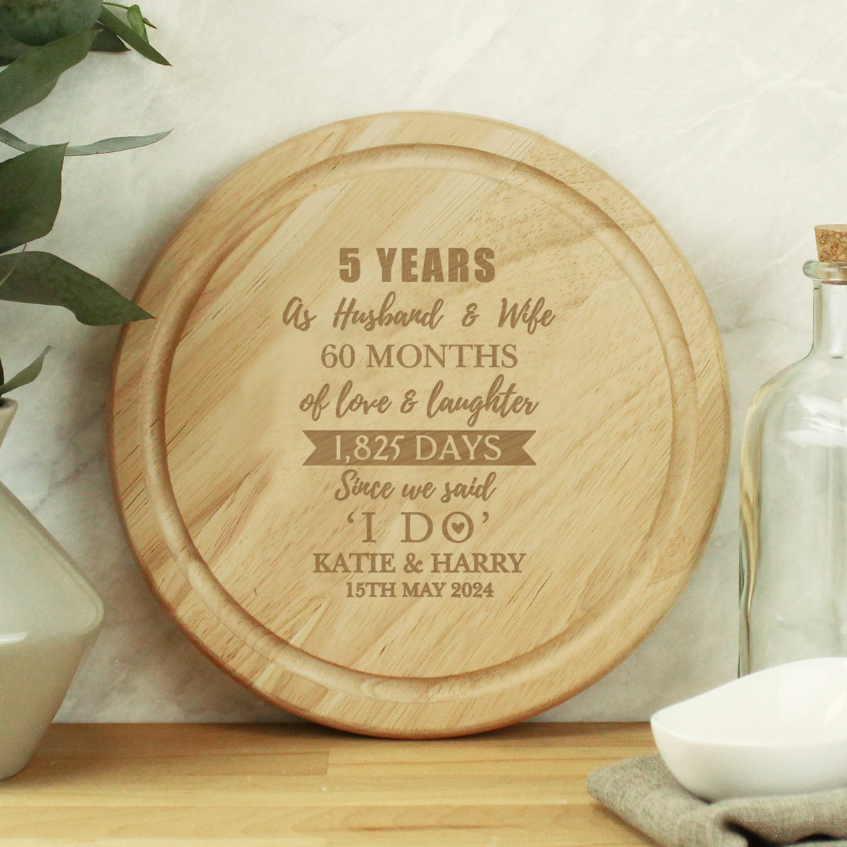 Personalised 5th Anniversary Heart Chopping Board: 1 - Chopping Boards By Gift Moments