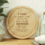 Personalised 5th Anniversary Heart Chopping Board: 1 - Chopping Boards By Gift Moments