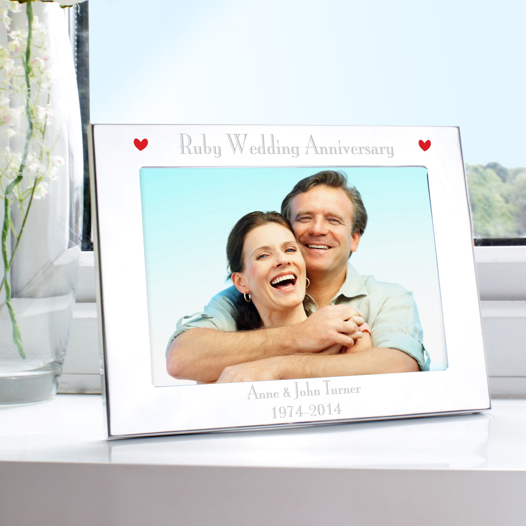 Personalised 5x7 Ruby Anniversary Landscape Photo Frame - Shop Photo Frames At Gift Moments - 1