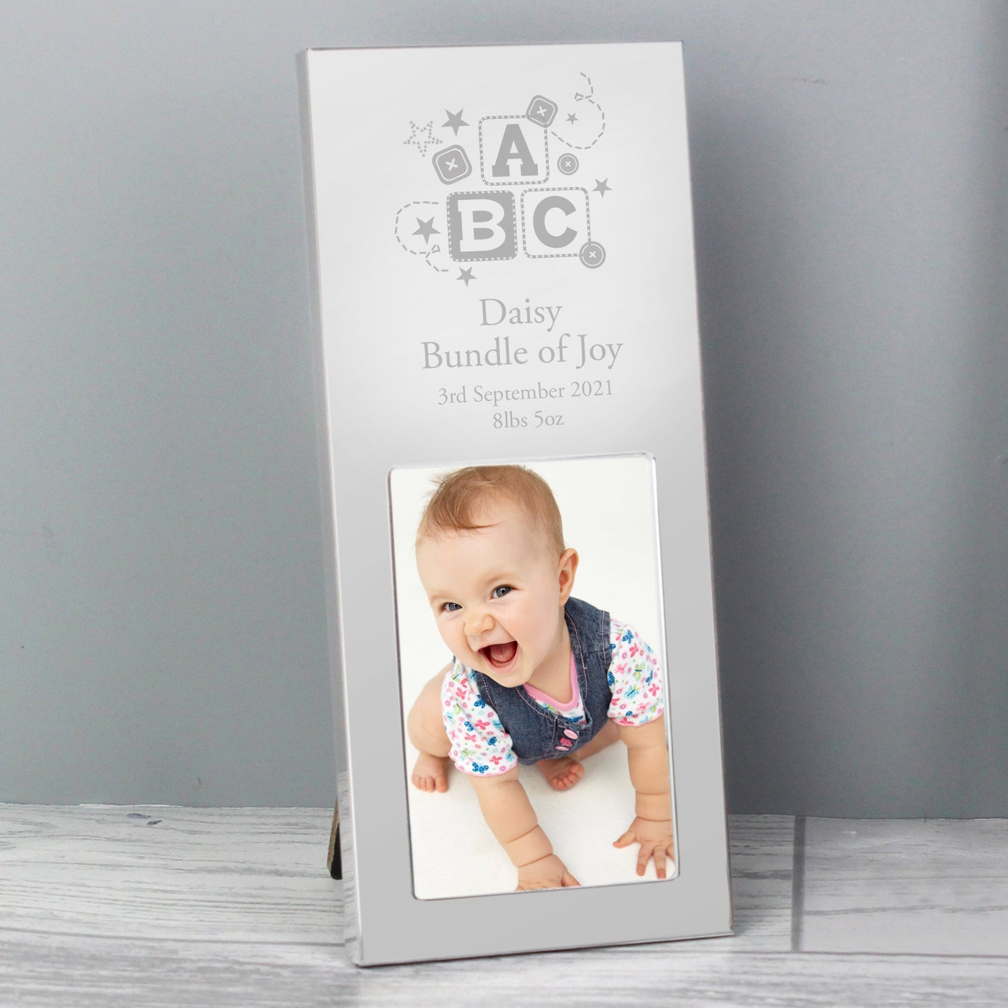 Personalised ABC Small 2x3 Silver Photo Frame: 2 - Photo Frames By Gift Moments