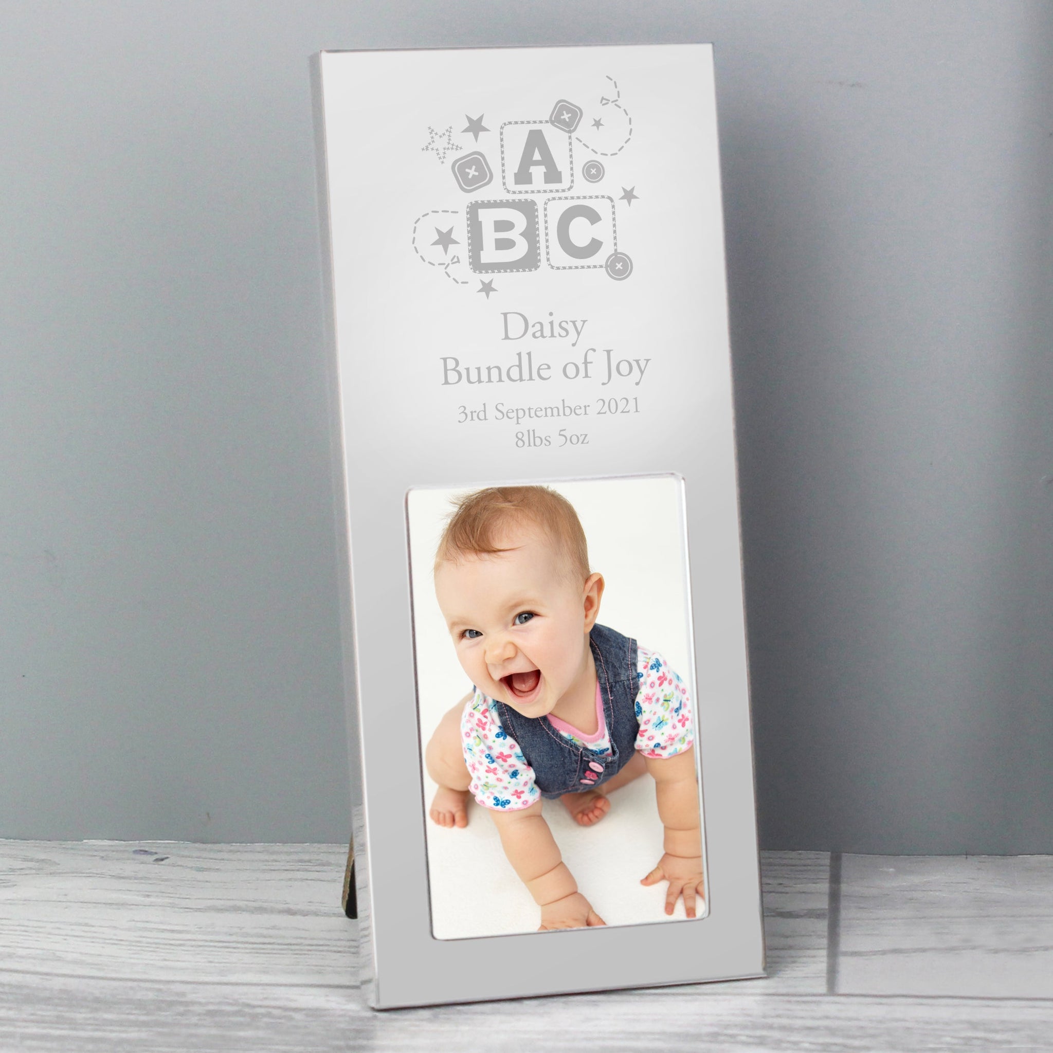 Personalised ABC Small 2x3 Silver Photo Frame: 2 - Photo Frames By Gift Moments