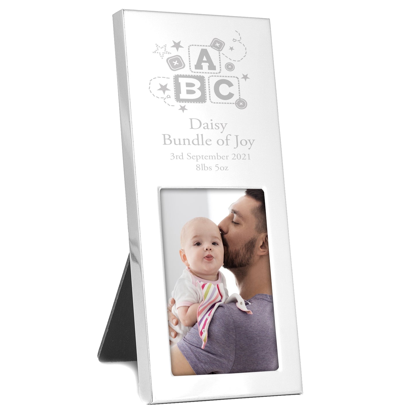 Personalised ABC Small 2x3 Silver Photo Frame: 3 - Photo Frames By Gift Moments