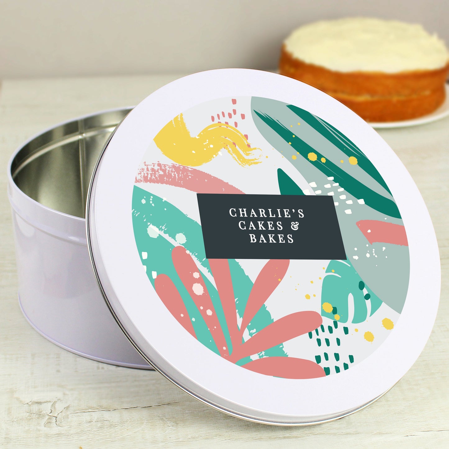 Personalised Abstract Design Cake Tin: 3 - Storage By Gift Moments