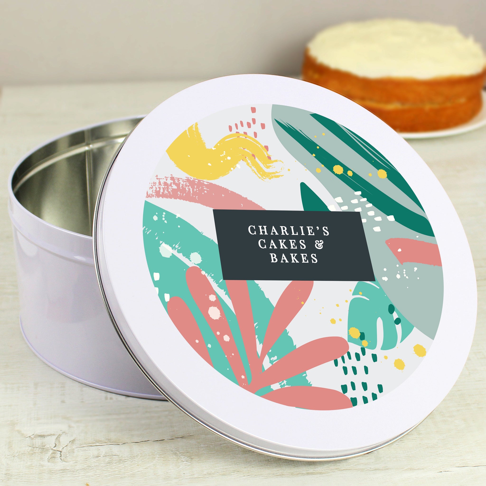 Personalised Abstract Design Cake Tin: 3 - Storage By Gift Moments