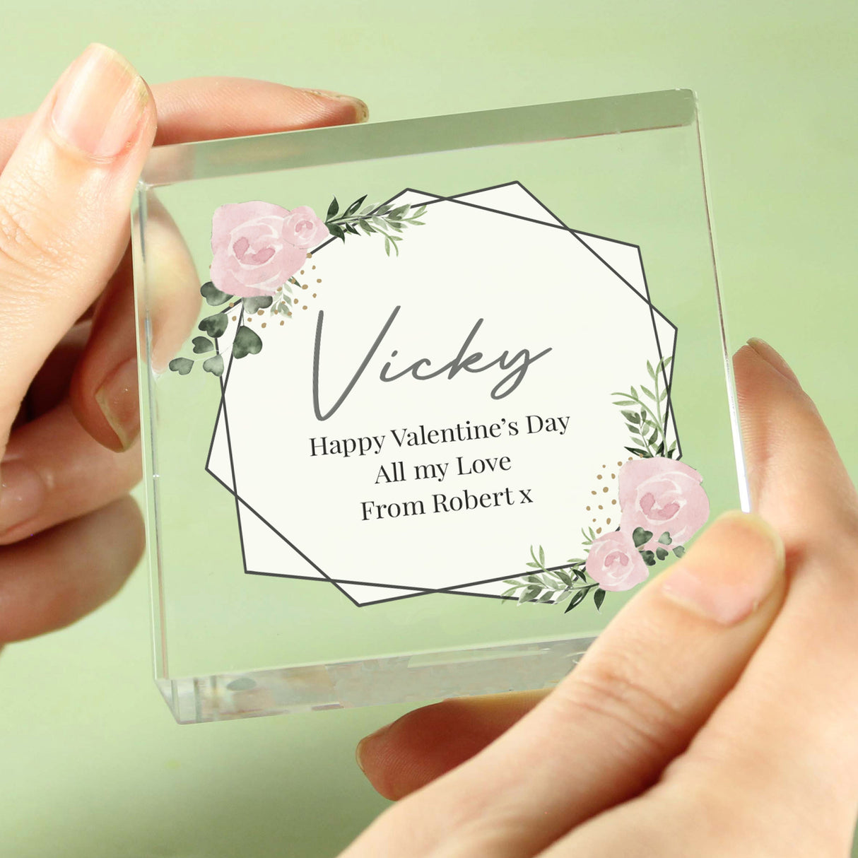Personalised Abstract Rose Crystal Token: 2 - Crystal Tokens By Gift Moments