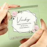 Personalised Abstract Rose Crystal Token: 2 - Crystal Tokens By Gift Moments