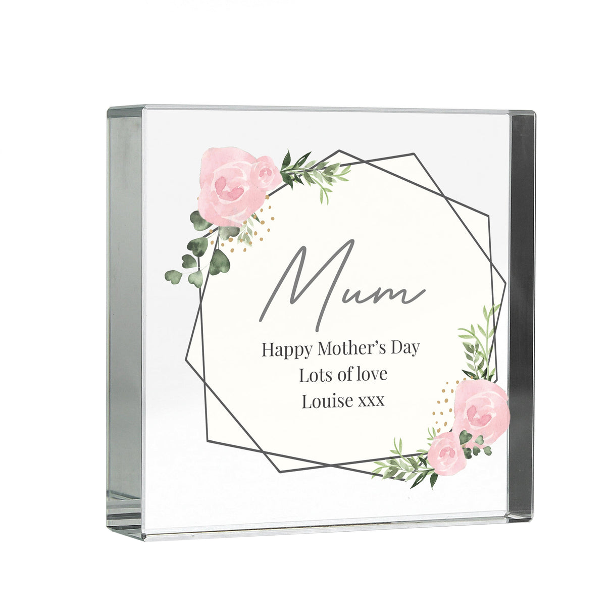 Personalised Abstract Rose Crystal Token: 5 - Crystal Tokens By Gift Moments