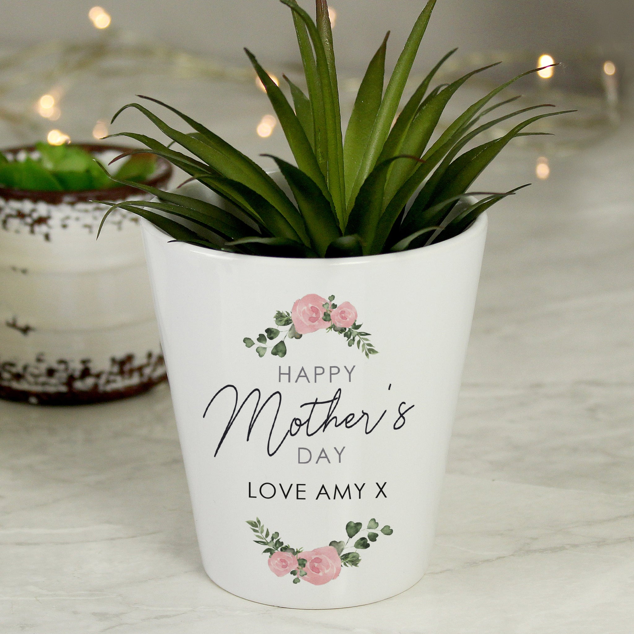 Personalised Abstract Rose Happy Mothers Day Plant Pot: 2 - Pots & Planters By Gift Moments