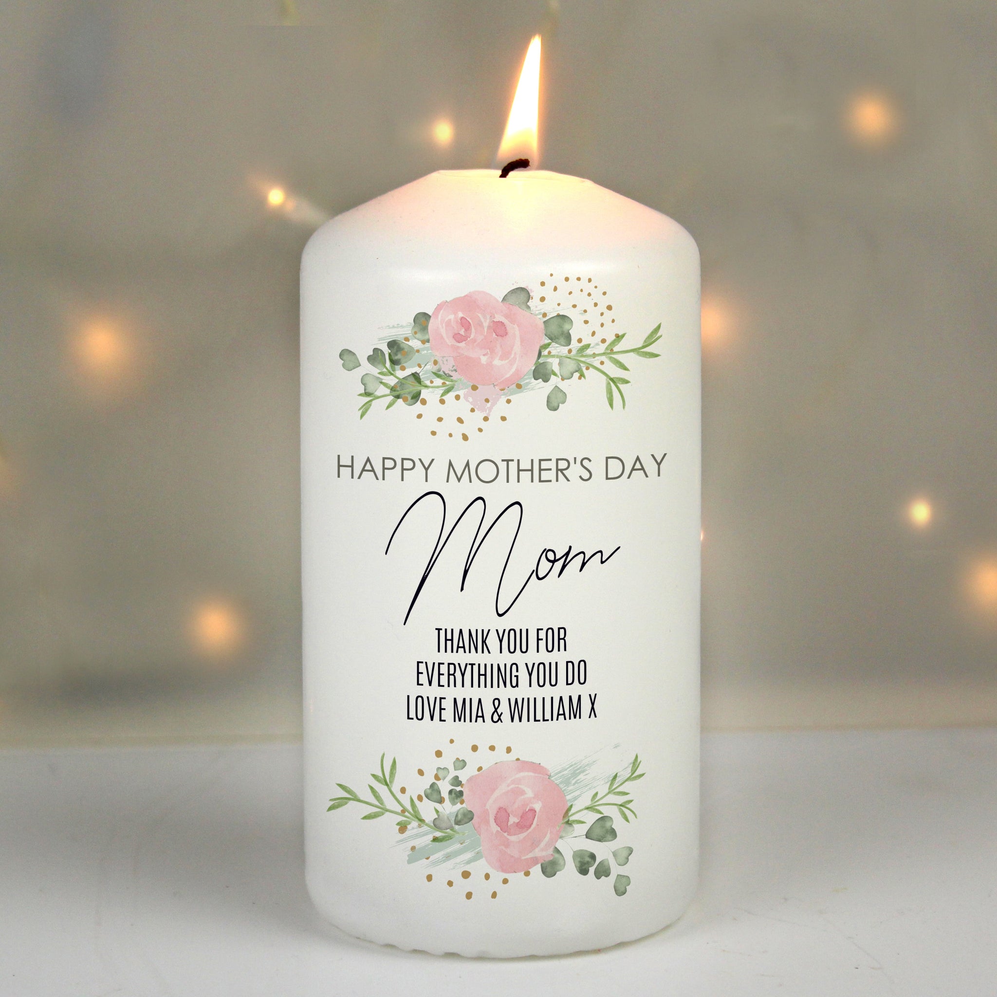 Personalised Abstract Rose Pillar Candle: 1 - Candles By Gift Moments