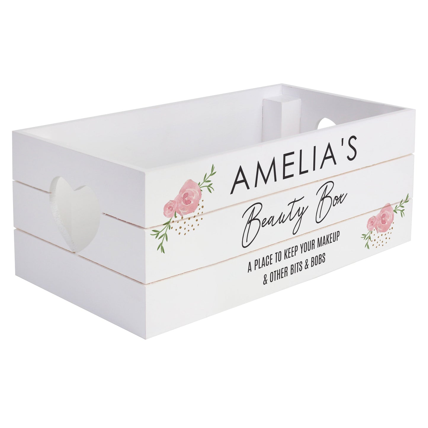 Personalised Abstract Rose White Wooden Crate: 5 - Storage By Gift Moments