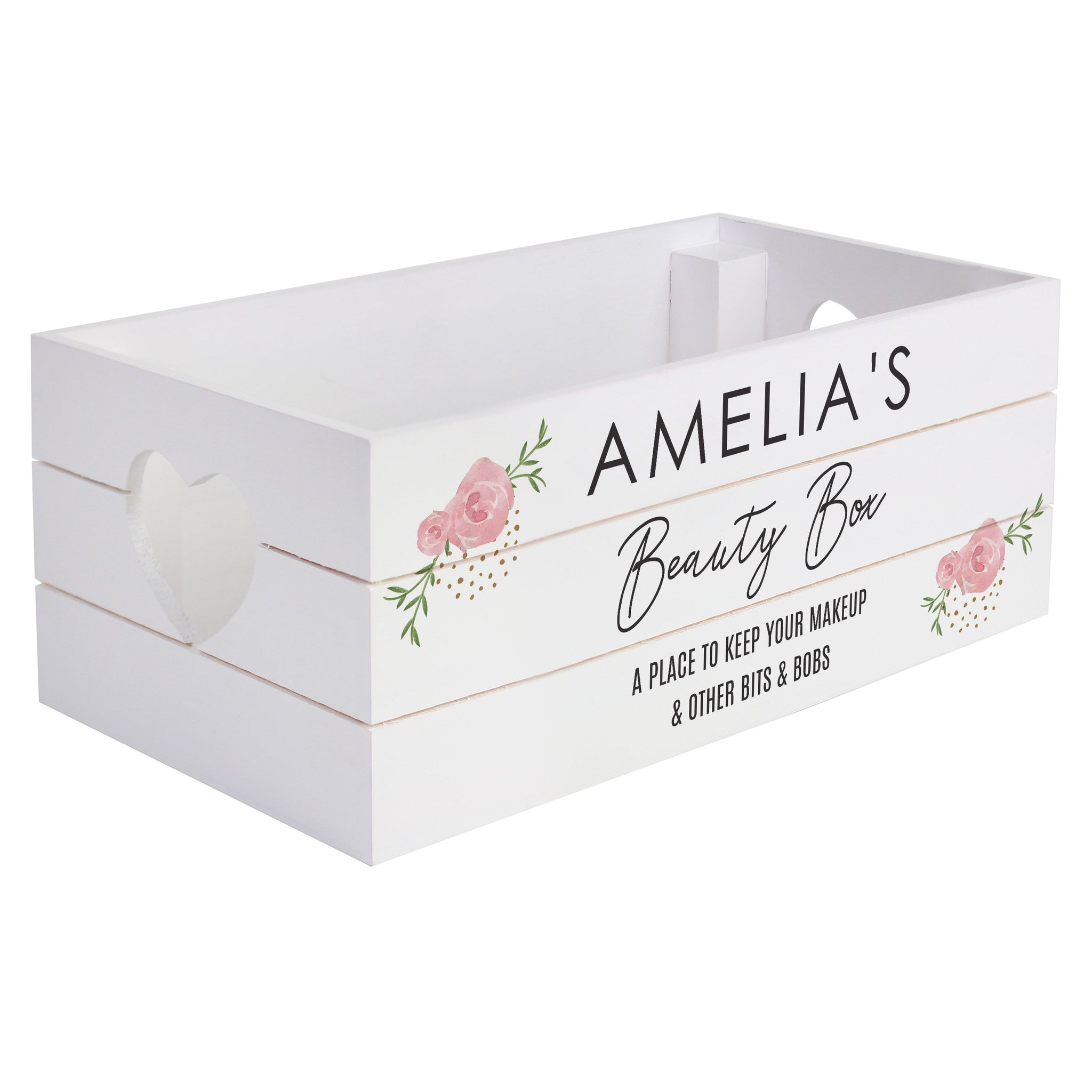 Personalised Abstract Rose White Wooden Crate: 5 - Storage By Gift Moments