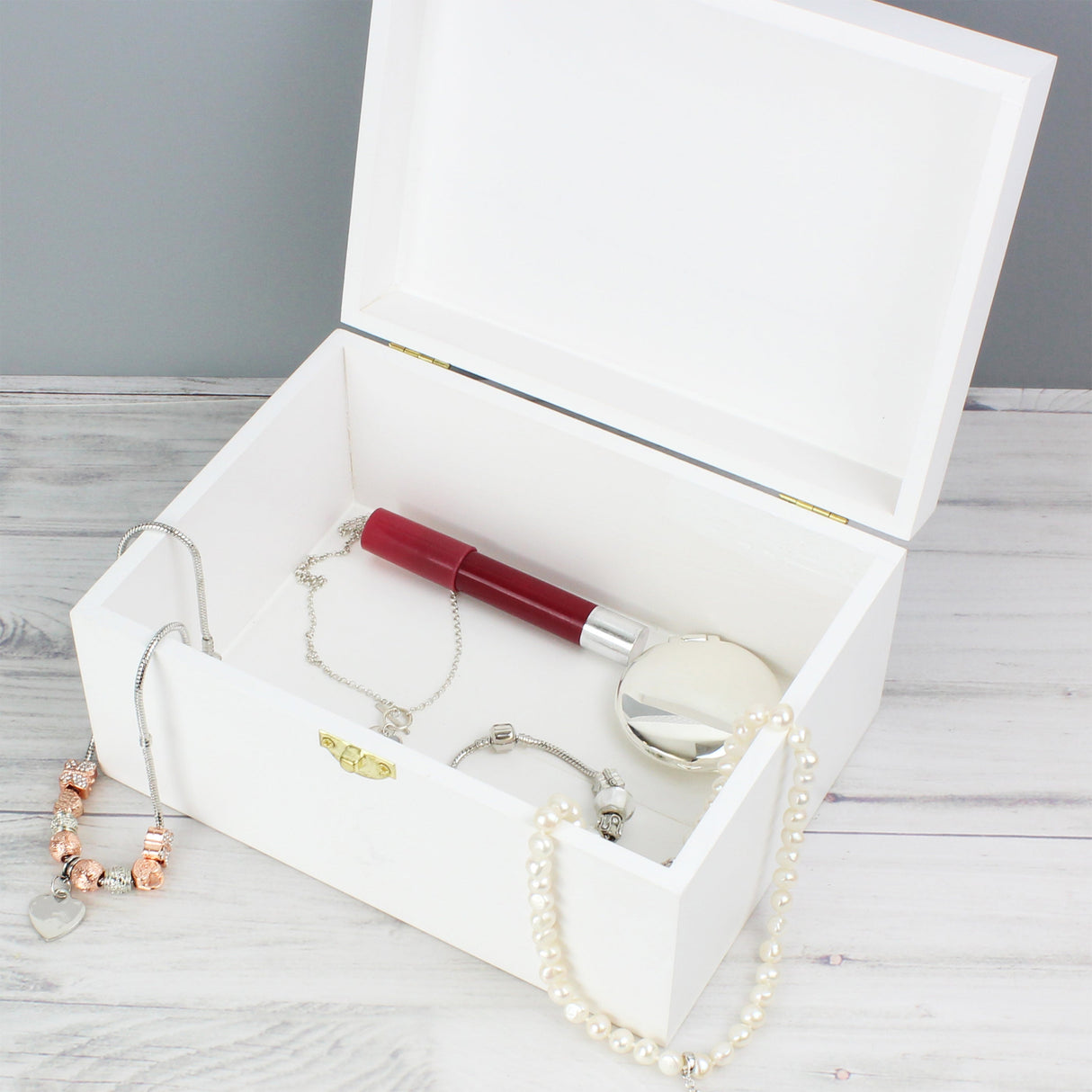 Personalised Abstract Rose White Wooden Keepsake Box: 8 - Keepsake Boxes By Gift Moments