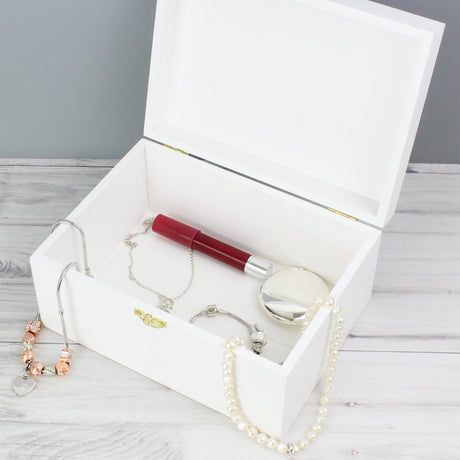 Personalised Abstract Rose White Wooden Keepsake Box: 8 - Keepsake Boxes By Gift Moments