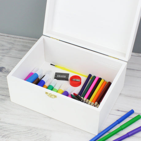 Personalised Abstract Rose White Wooden Keepsake Box: 9 - Keepsake Boxes By Gift Moments