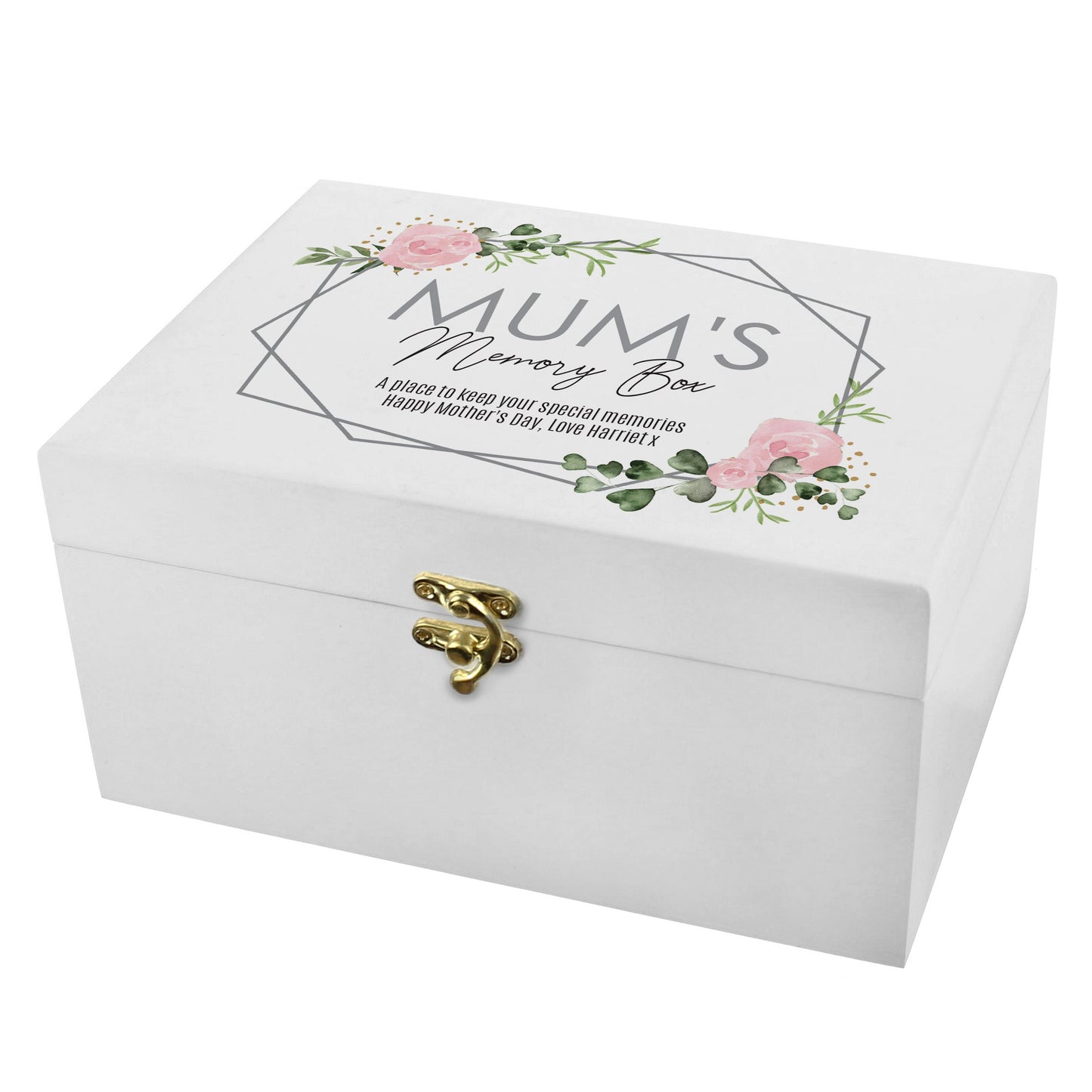 Personalised Abstract Rose White Wooden Keepsake Box: 2 - Keepsake Boxes By Gift Moments