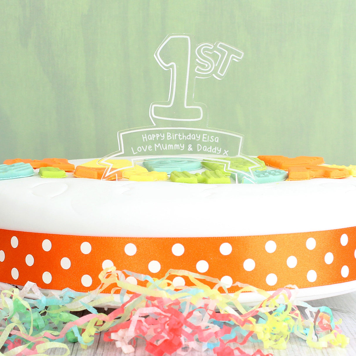 Personalised Acrylic ’1st’ Celebration Cake Topper: 2 - Keepsakes By Gift Moments