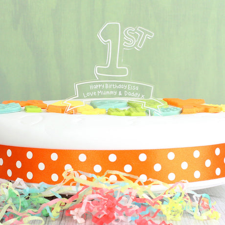 Personalised Acrylic ’1st’ Celebration Cake Topper: 2 - Keepsakes By Gift Moments