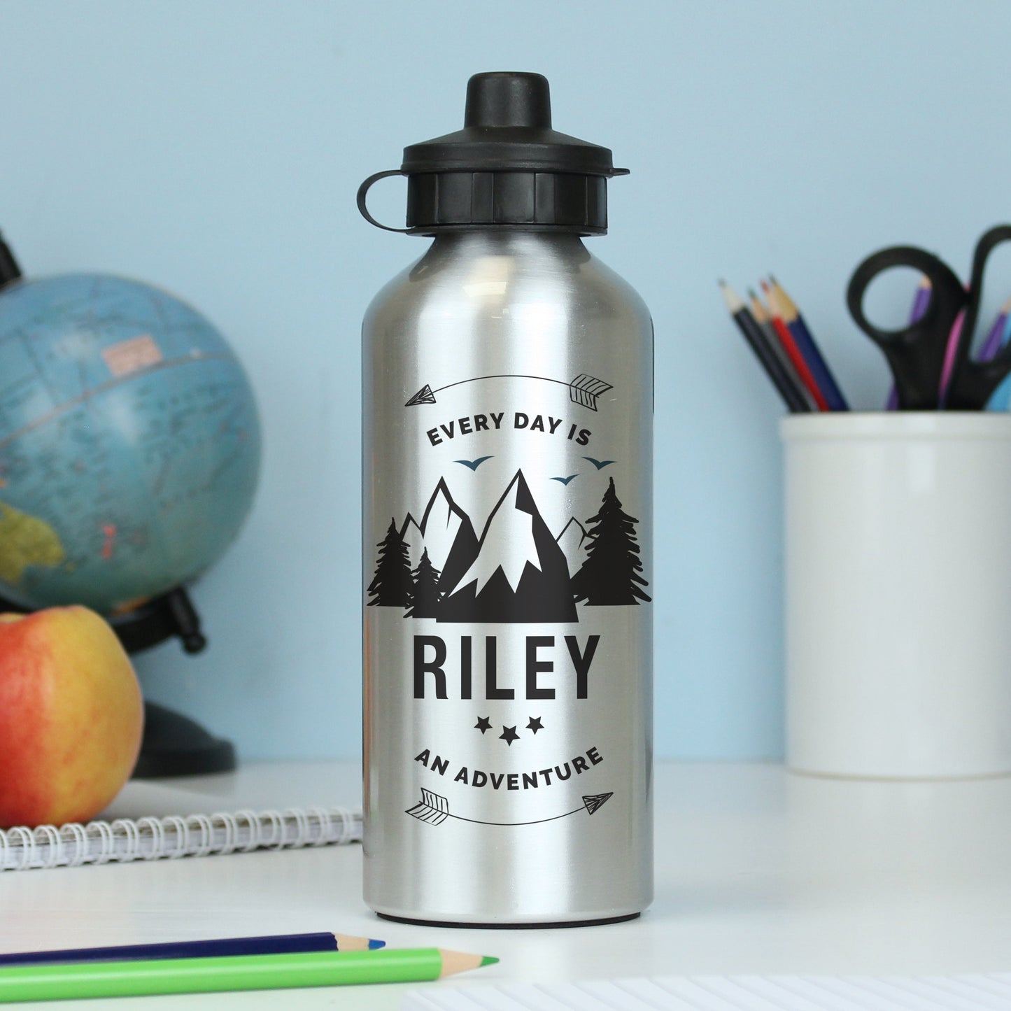 Personalised Adventure Silver Drinks Bottle: 2 - Kids Bottles By Gift Moments