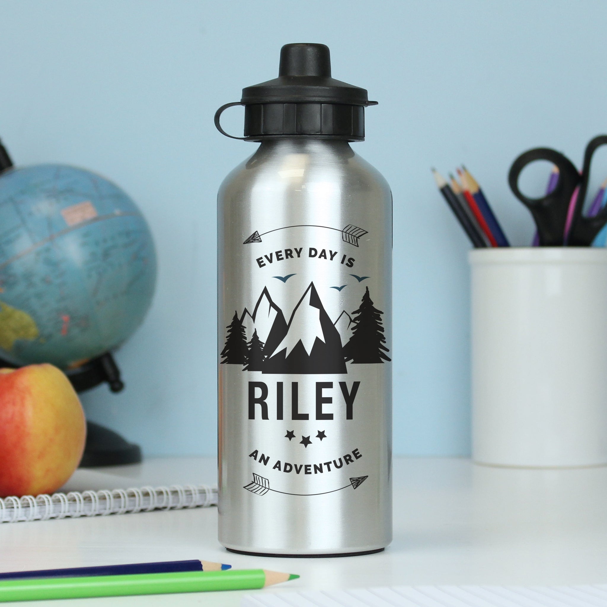 Personalised Adventure Silver Drinks Bottle: 2 - Kids Bottles By Gift Moments