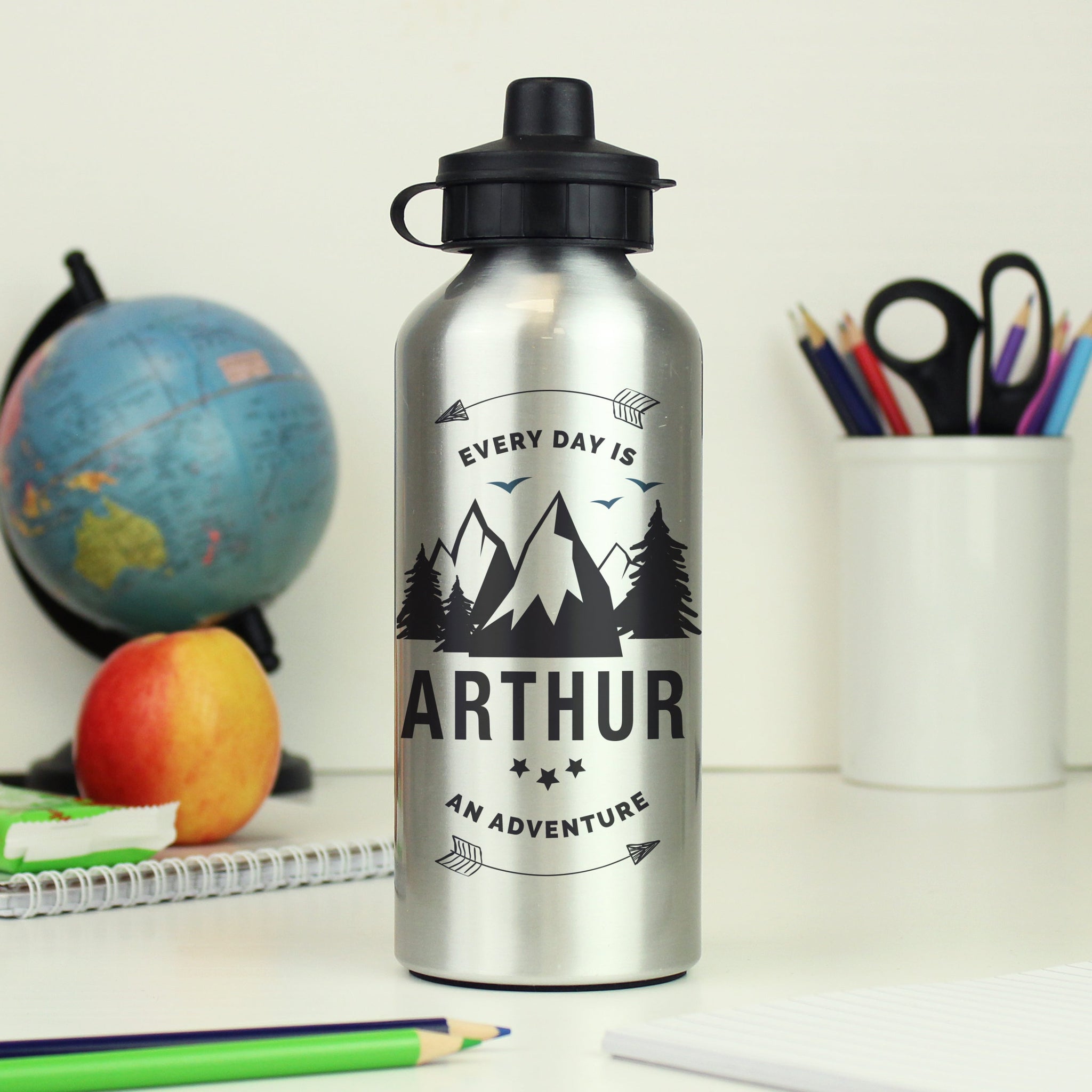 Personalised Adventure Silver Drinks Bottle: 1 - Kids Bottles By Gift Moments