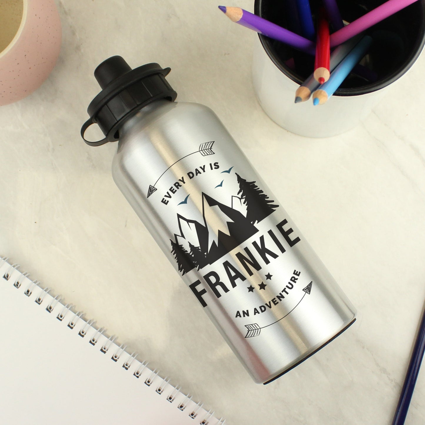 Personalised Adventure Silver Drinks Bottle: 3 - Kids Bottles By Gift Moments