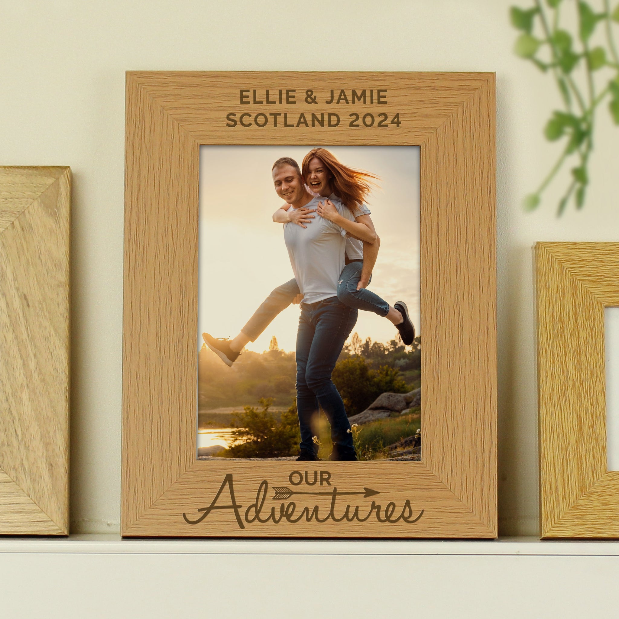 Personalised Our Adventures 5x7 Oak Finish Photo Frame: 1 - Photo Frames By Gift Moments
