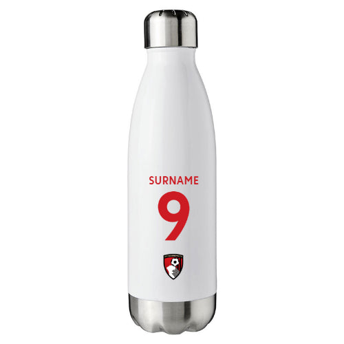 Personalised AFC Bournemouth Back of Shirt Insulated Water Bottle: 1 - Water Bottles By Bournemouth