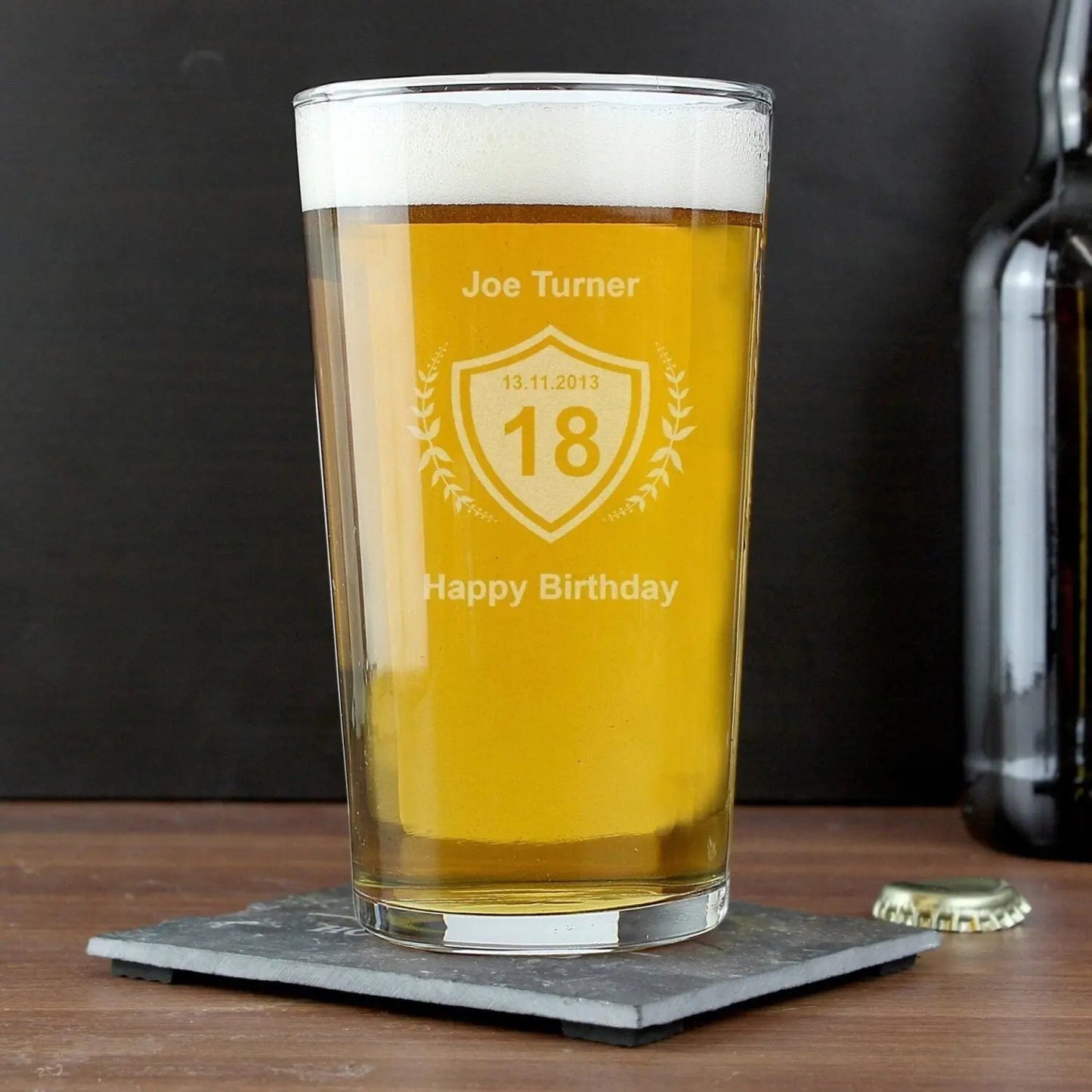 Personalised Age Crest Pint Glass: 1 - Beer Glasses By Gift Moments