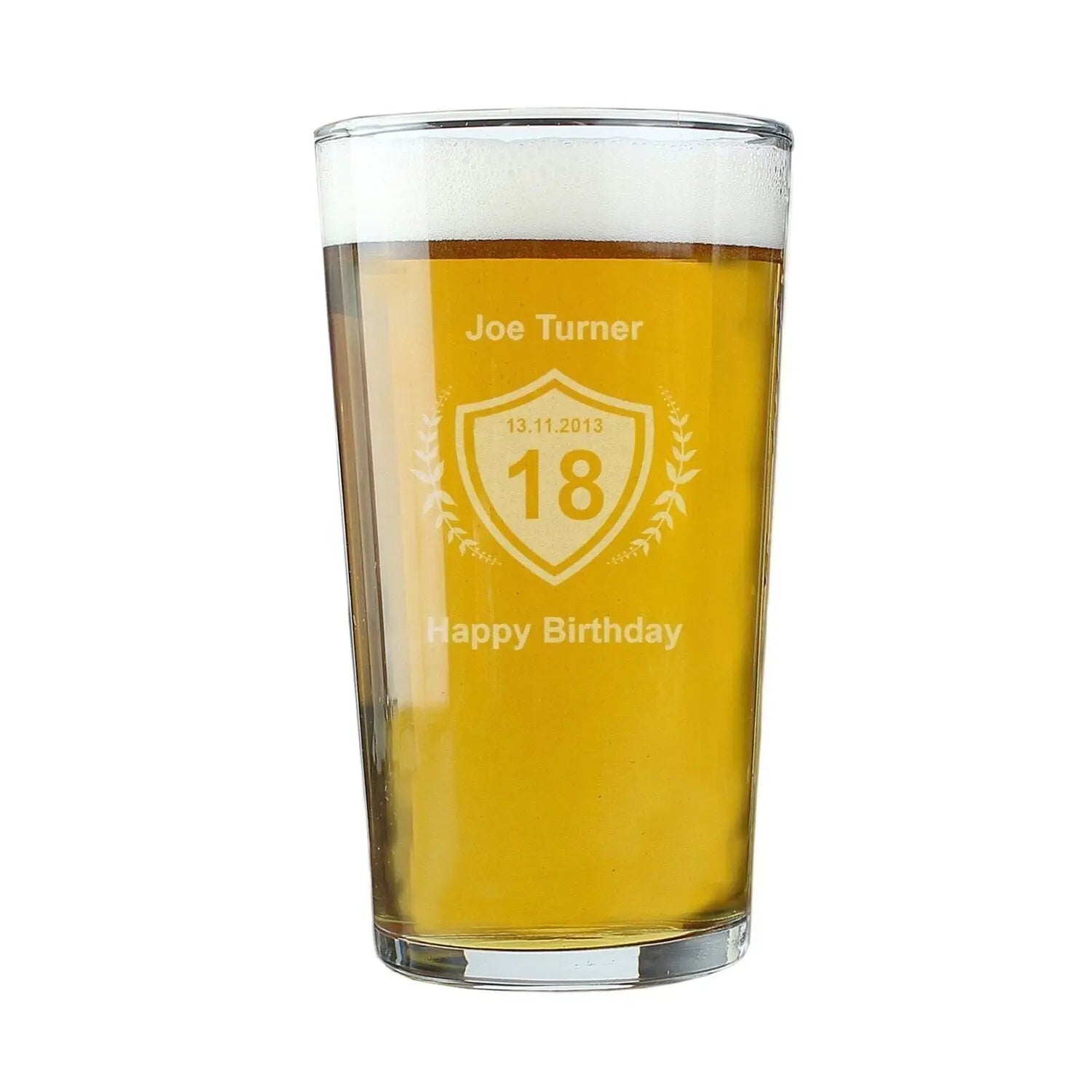 Personalised Age Crest Pint Glass: 2 - Beer Glasses By Gift Moments