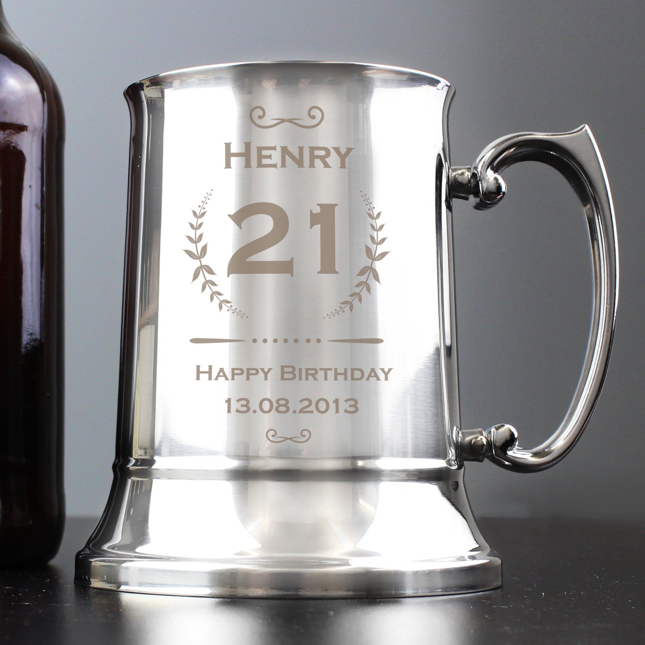 Personalised Age Crest Stainless Steel Tankard: 1 - Tankards By Gift Moments